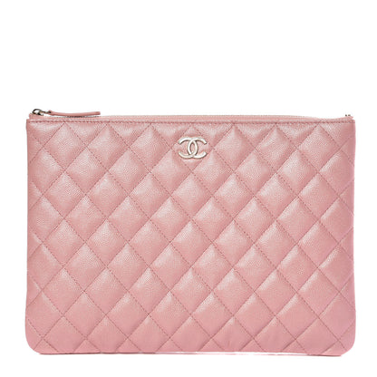 Chanel Iridescent Caviar Quilted Medium Cosmetic Case Rose Pink 1 of 8