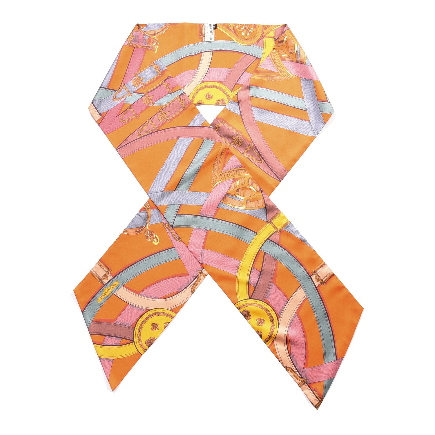 Hermes Silk Cavalcadour Maxi Twilly Orange Argile Bouton D'Or 1 of 5