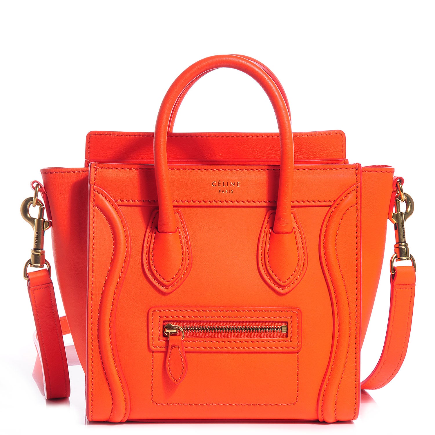 Celine Smooth Calfskin Nano Luggage Bright Orange 1 of 10