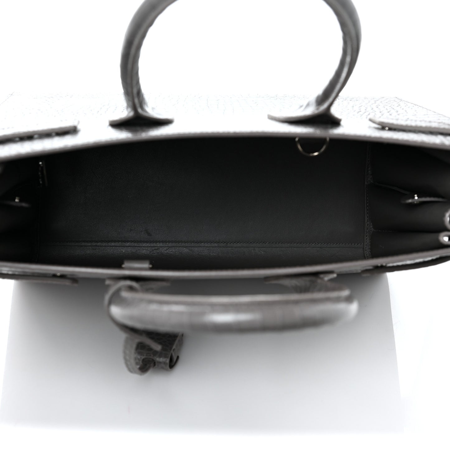 Crocodile Embossed Small Sac De Jour Asphalt