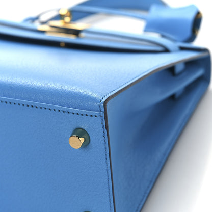 Hermes Chevre Chandra Kelly Sellier 25 Bleu Frida 10 of 13
