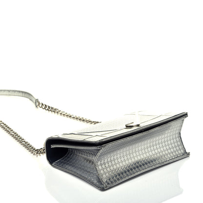 Christian Dior Metallic Patent Micro-Cannage Medium Diorama Flap Bag Silver 4 of 9