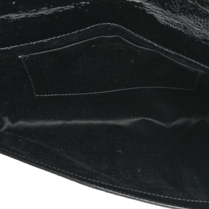 Saint Laurent Textured Patent Monogram Large Belle De Jour Clutch Black 5 of 9