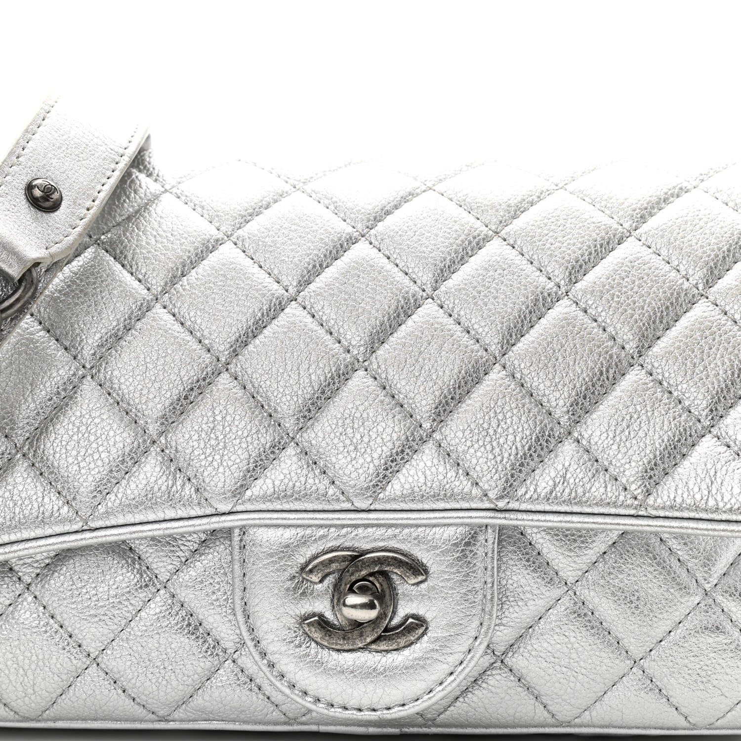 Chanel Metallic Grained Calfskin Quilted Small Casual Rock Flap Silver 8 of 10