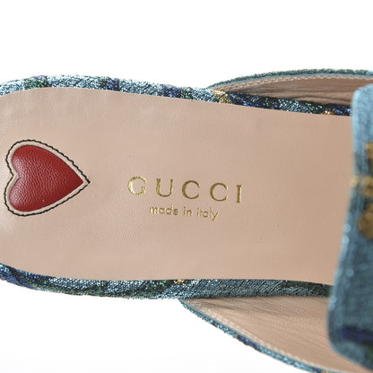 Gucci Iridescent Brocade Womens Princetown Slippers 38.5 Azure Multicolor Oro 7 of 10