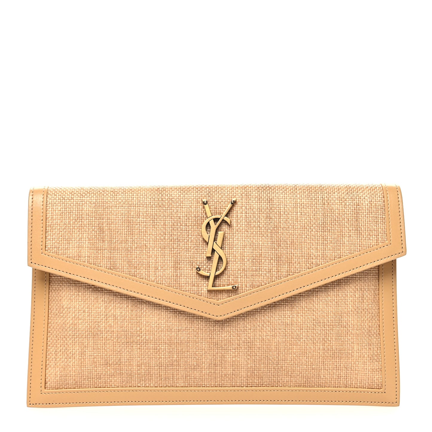 Micro Raffia Uptown Pouch Natural Hay Blush