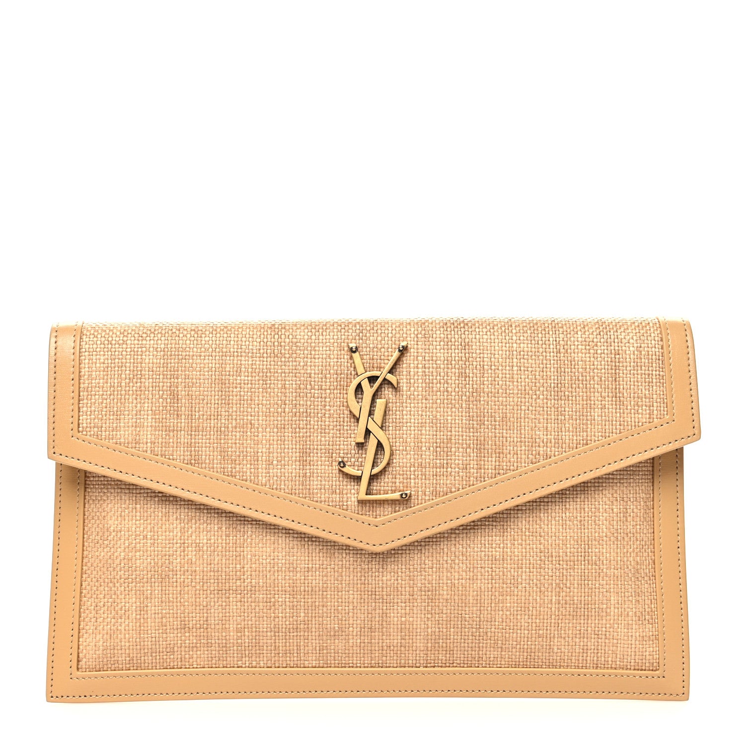 Saint Laurent Micro Raffia Uptown Pouch Natural Hay Blush 1 of 10