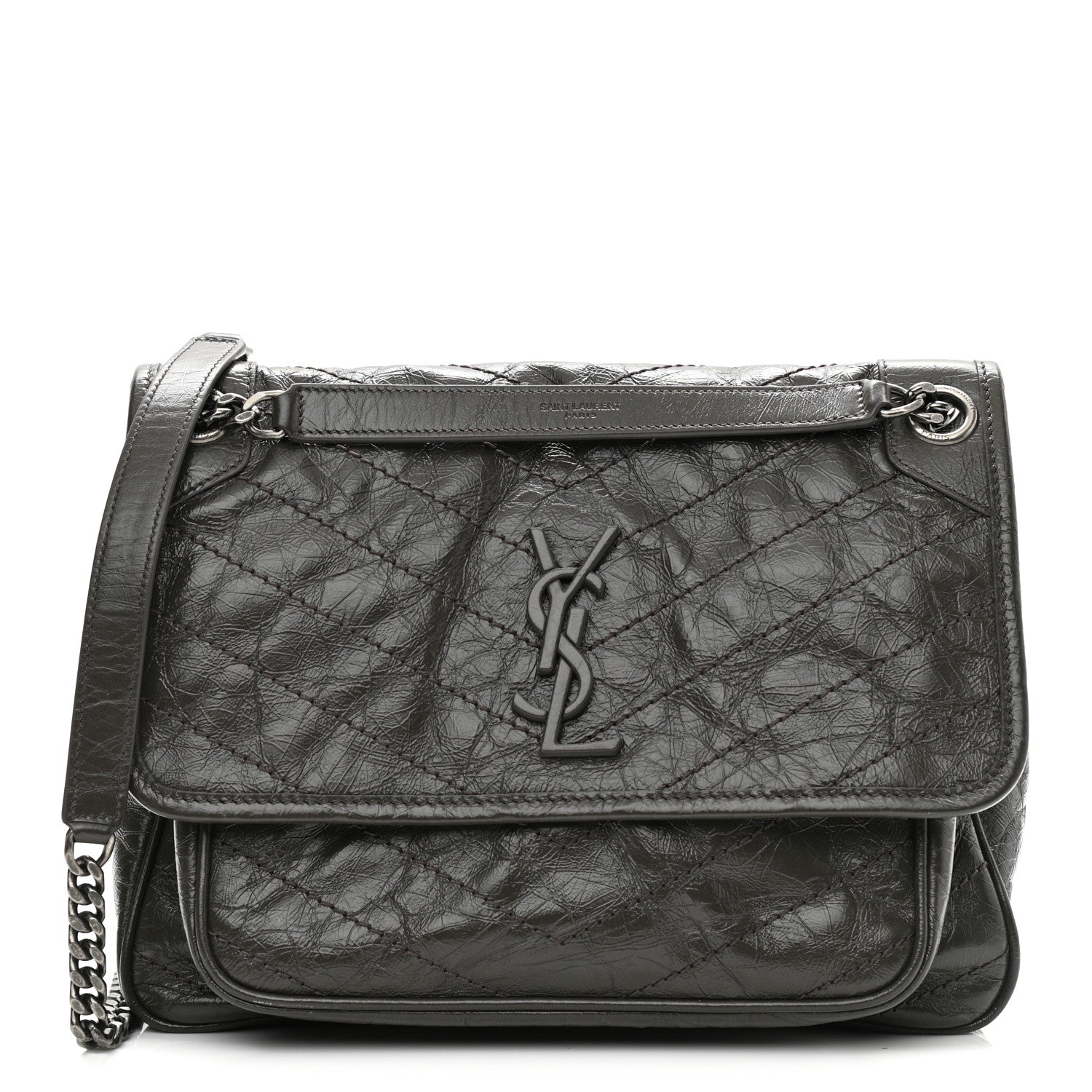 Saint Laurent Crinkled Calfskin Matelasse Monogram Medium Niki Chain Pebble 1 of 8