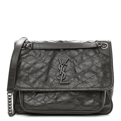 Saint Laurent Crinkled Calfskin Matelasse Monogram Medium Niki Chain Pebble 1 of 8