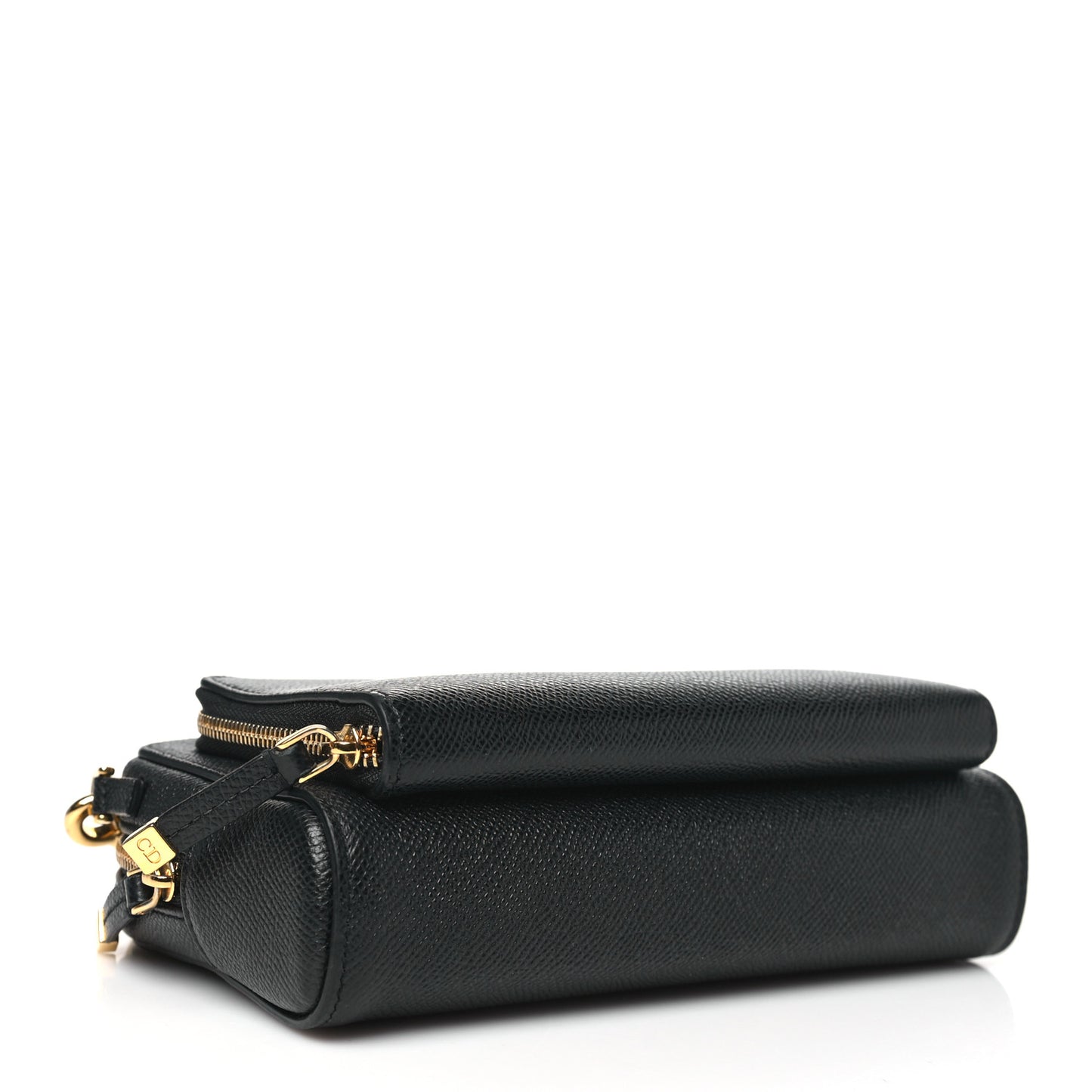 Grained Calfskin Caro Double Pouch Black