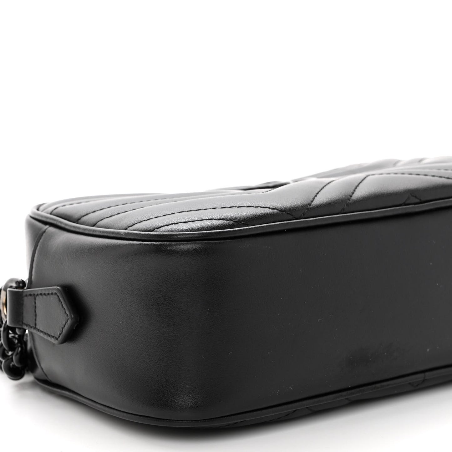 Calfskin Matelasse Monochrome Small GG Marmont Chain Shoulder Bag Black