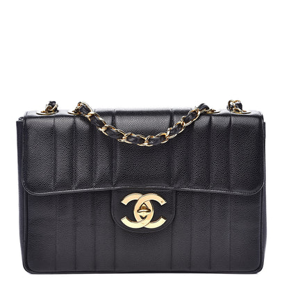 Chanel Caviar Vertical Quilted Jumbo Single Flap Black 1 of 13