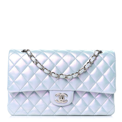 Chanel Iridescent Calfskin Quilted Medium Double Flap Light Blue 1 of 9