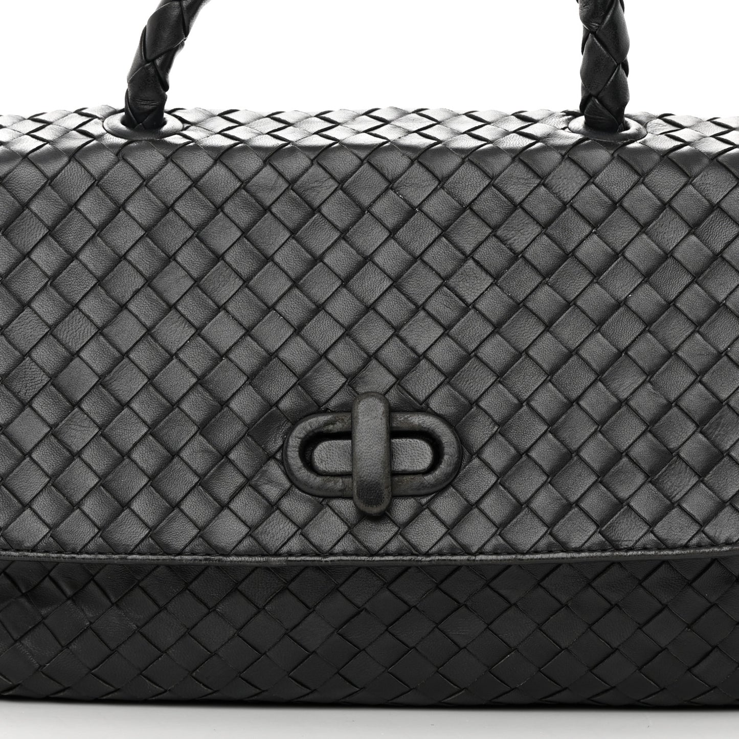 Nappa Intrecciato Top Handle Bag Black