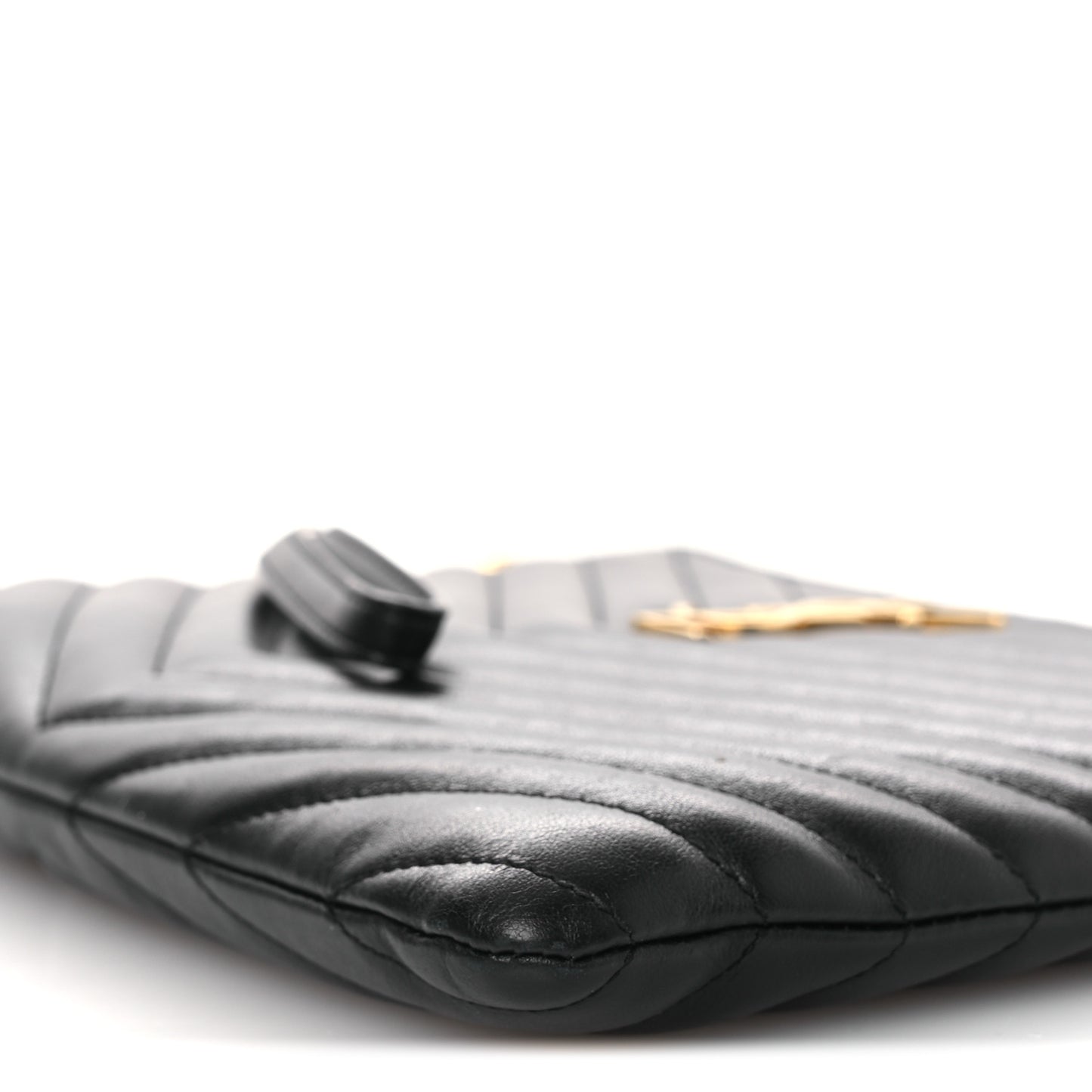 Calfskin Matelasse Chevron Monogram A5 Wristlet Black