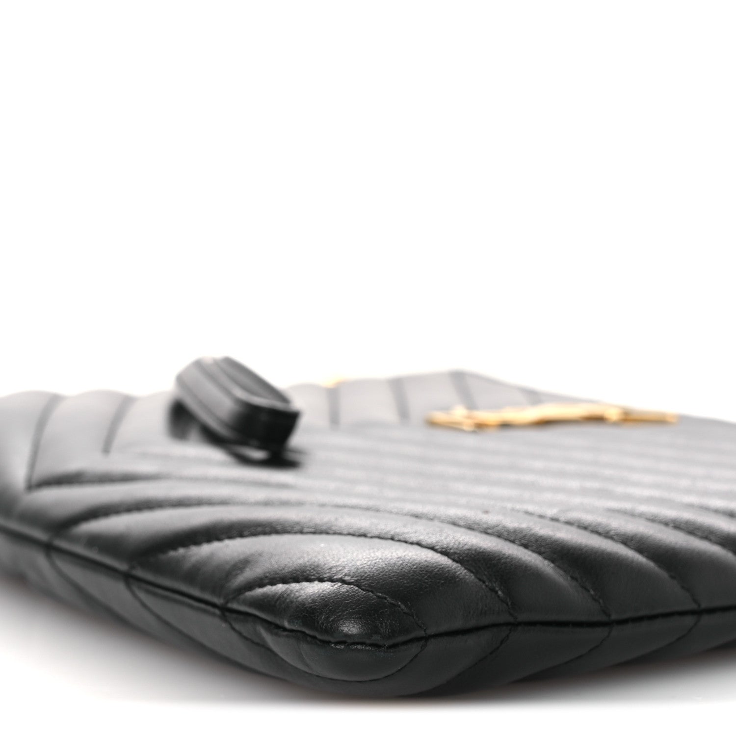Saint Laurent Calfskin Matelasse Chevron Monogram A5 Wristlet Black 10 of 14
