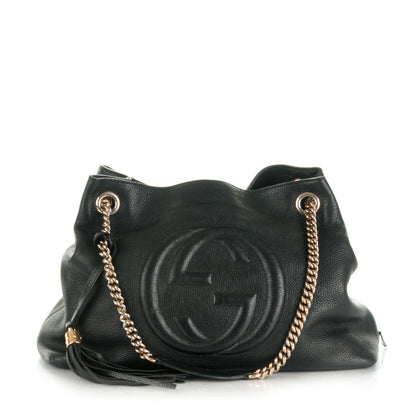 Gucci Pebbled Calfskin Medium Soho Chain Shoulder Bag Black 1 of 10