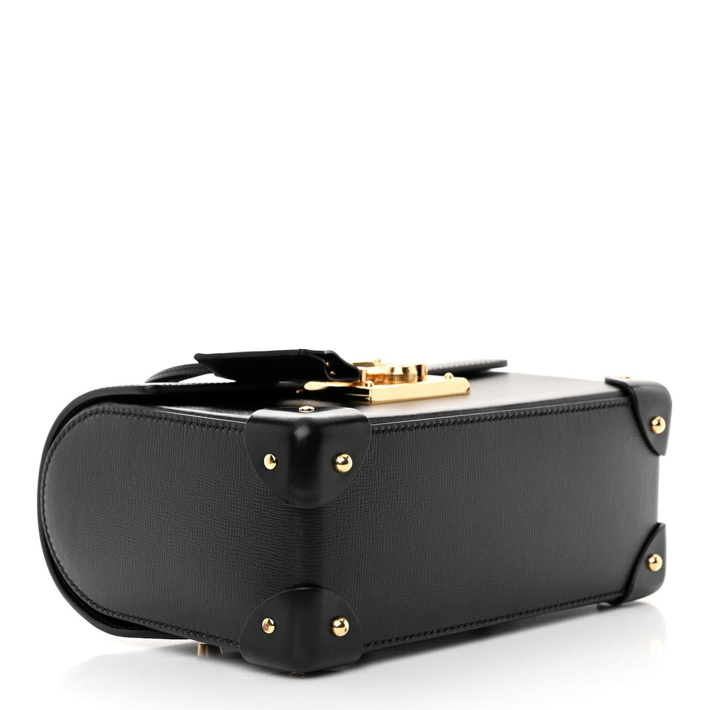 Calfskin Small Padlock Bamboo Shoulder Bag Black