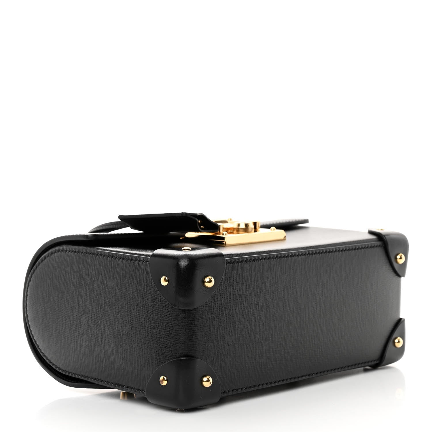 Gucci Calfskin Small Padlock Bamboo Shoulder Bag Black 4 of 12