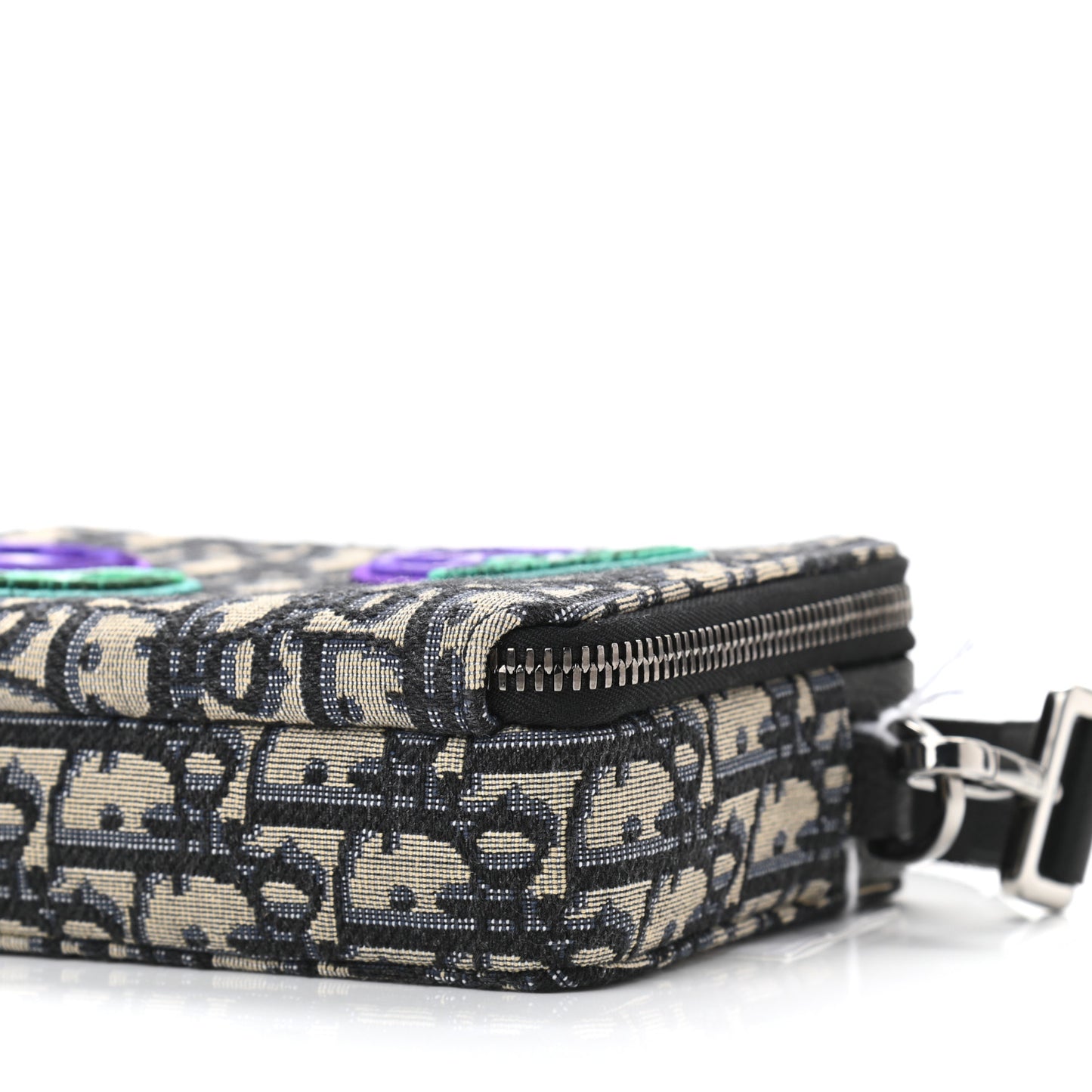 X KENNY SCHARF Oblique Canvas Embroidered Patches Crossbody Charcoal