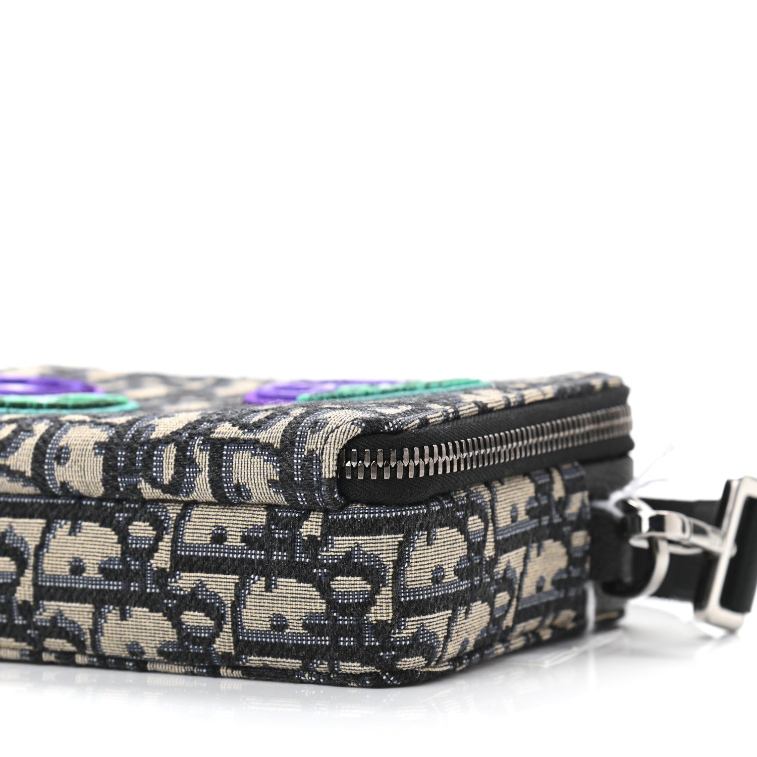 Christian Dior X KENNY SCHARF Oblique Canvas Embroidered Patches Crossbody Charcoal 10 of 10
