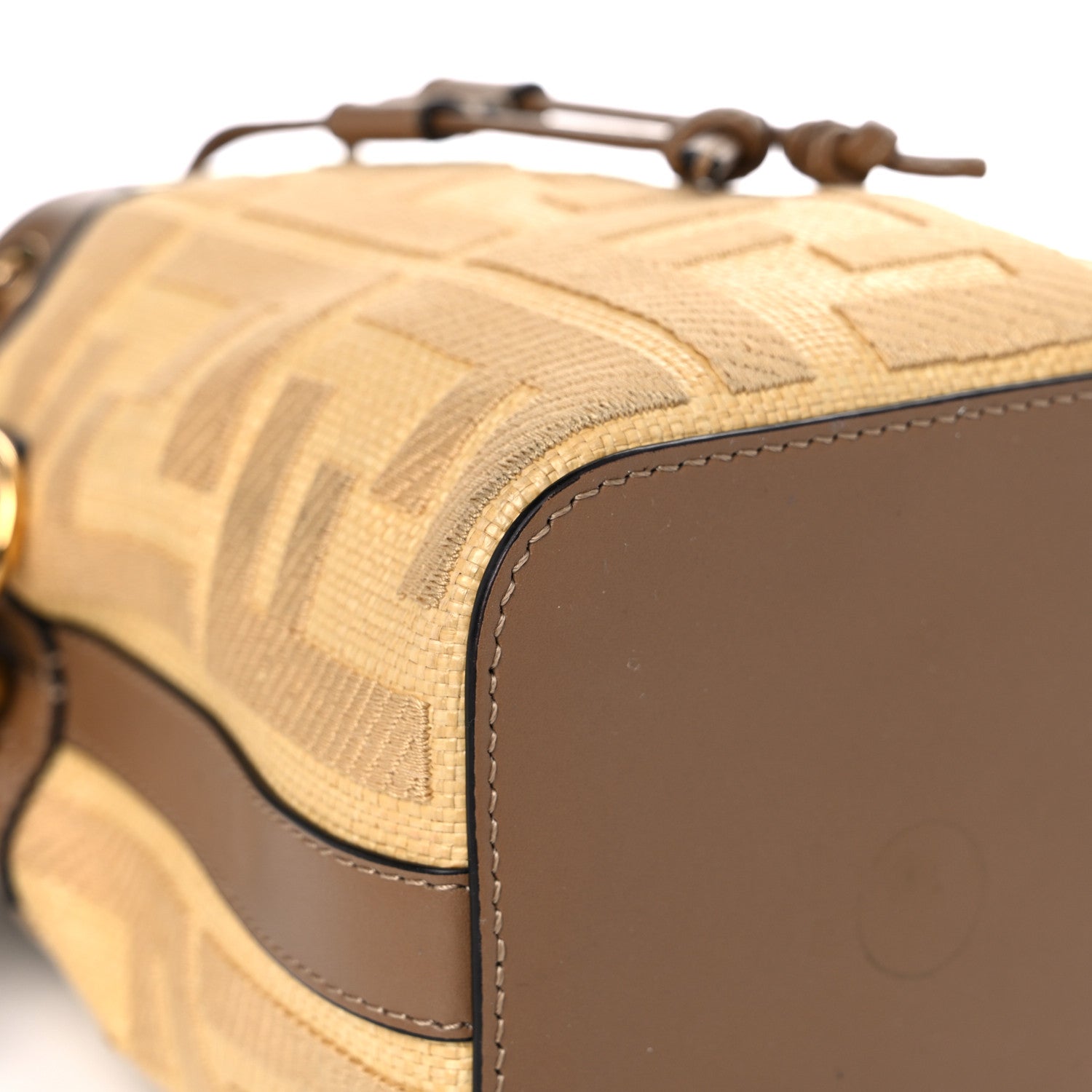 Fendi Raffia Vitello King Lucido F is Fendi FF Embroidered Mini Mon Tresor Bucket Bag Grano Sand 9 of 19