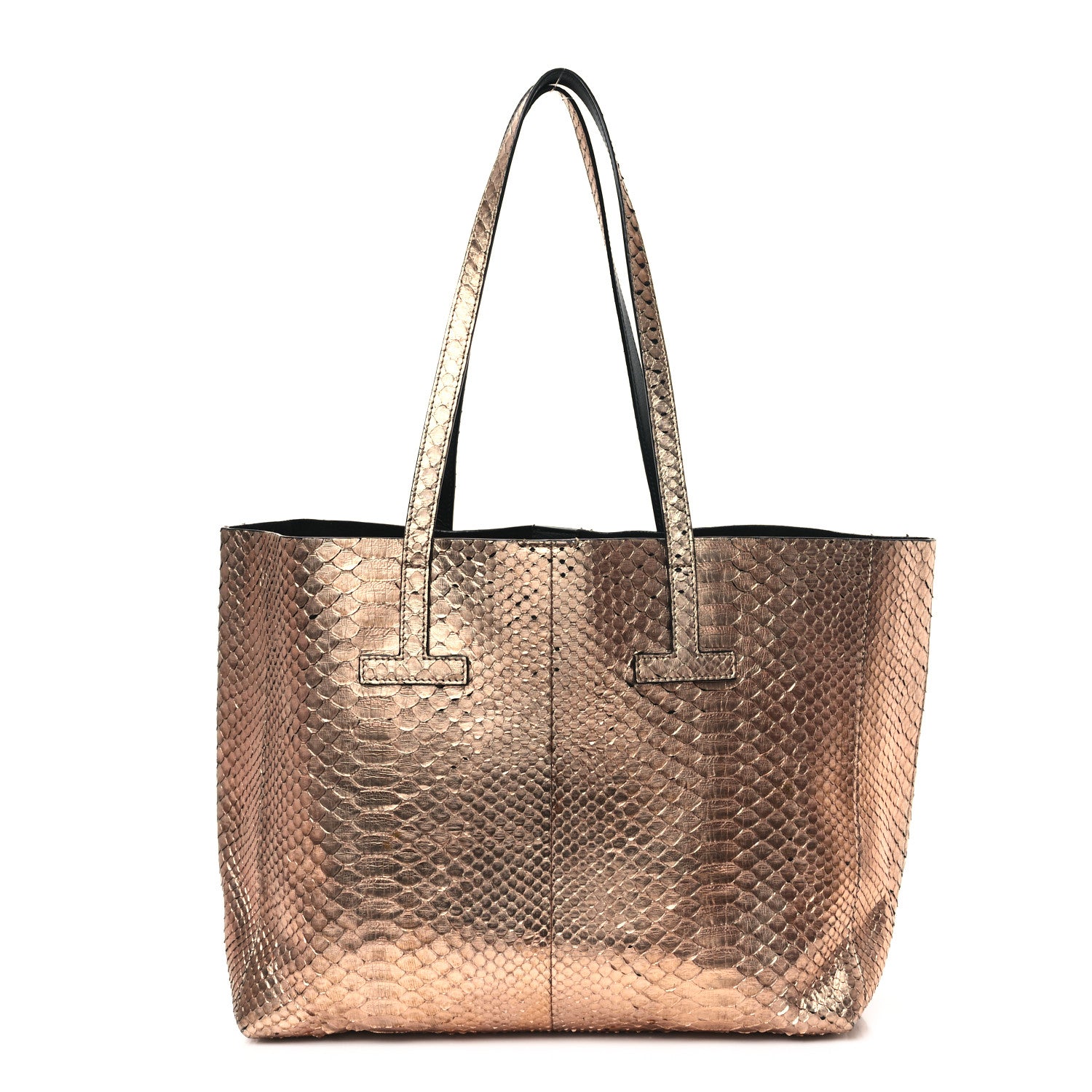 Tom Ford Metallic Snakeskin Small T Tote Gold 1 of 11