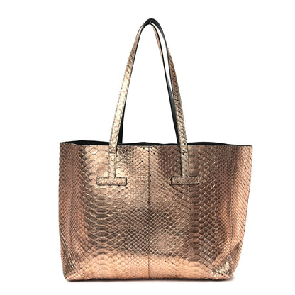 Tom Ford Metallic Snakeskin Small T Tote Gold 1 of 11