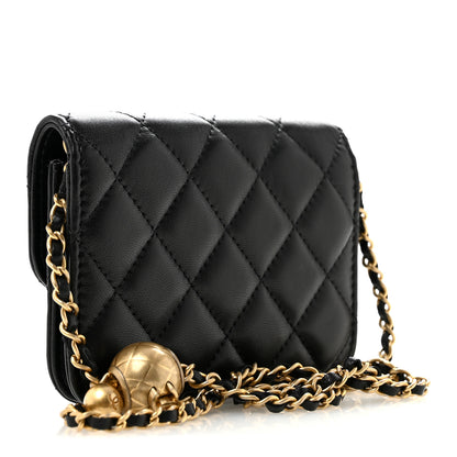Chanel Lambskin Quilted Pearl Crush Clutch With Chain Black 3 of 12