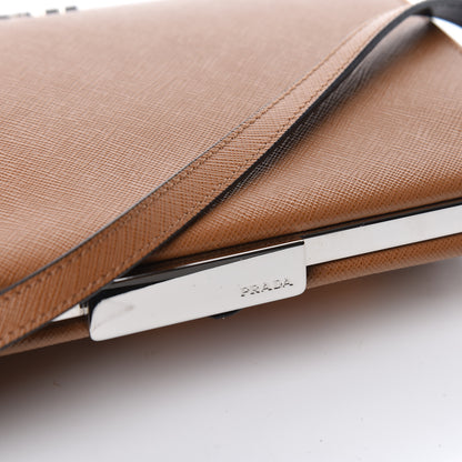 Prada Saffiano Patch Comics Light Frame Bag Caramel 10 of 10