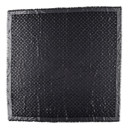 Louis Vuitton Silk Lurex Wool Monogram Shine Shawl Black 1 of 4