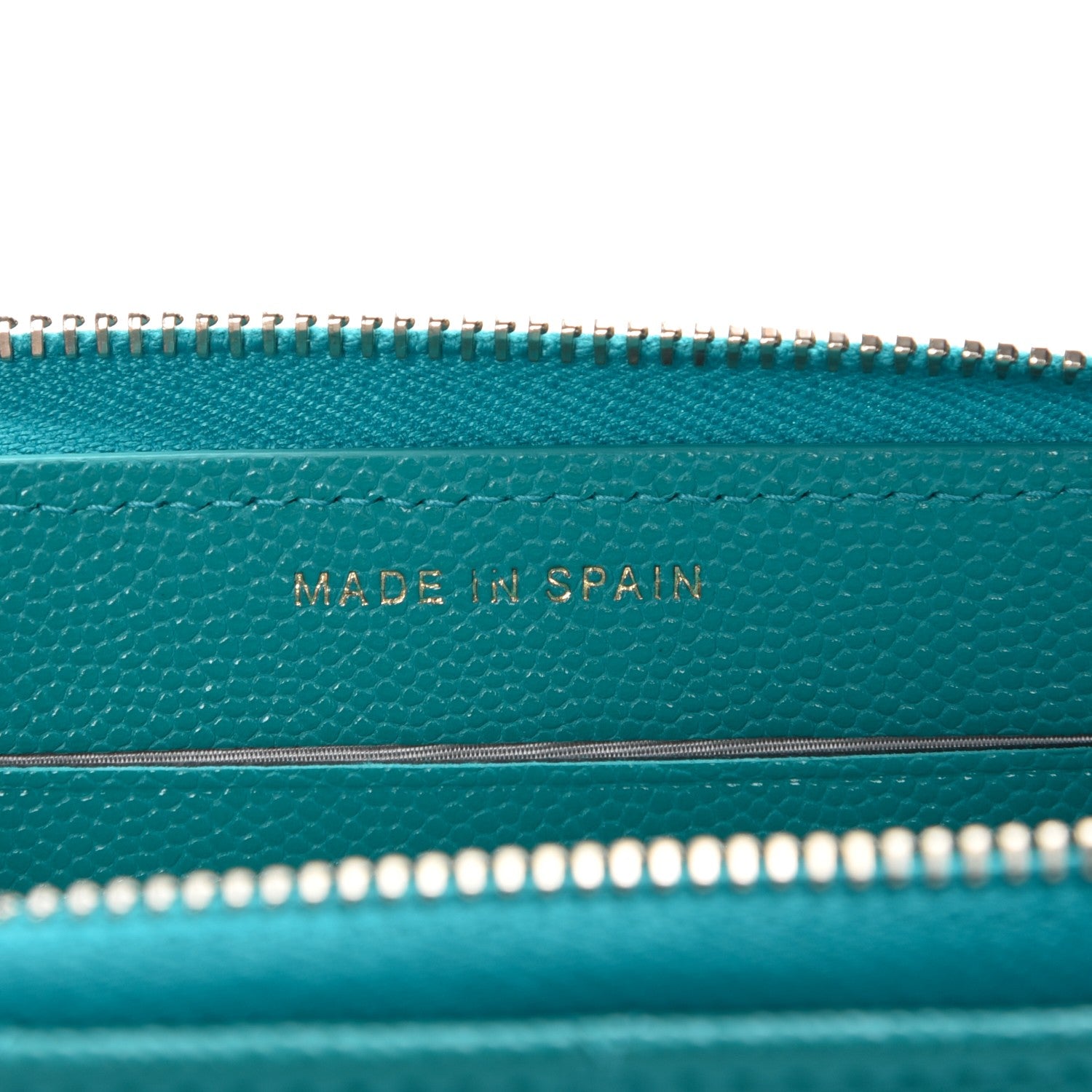 Chanel Caviar Quilted Small Zip Around Wallet Turquoise 7 of 9