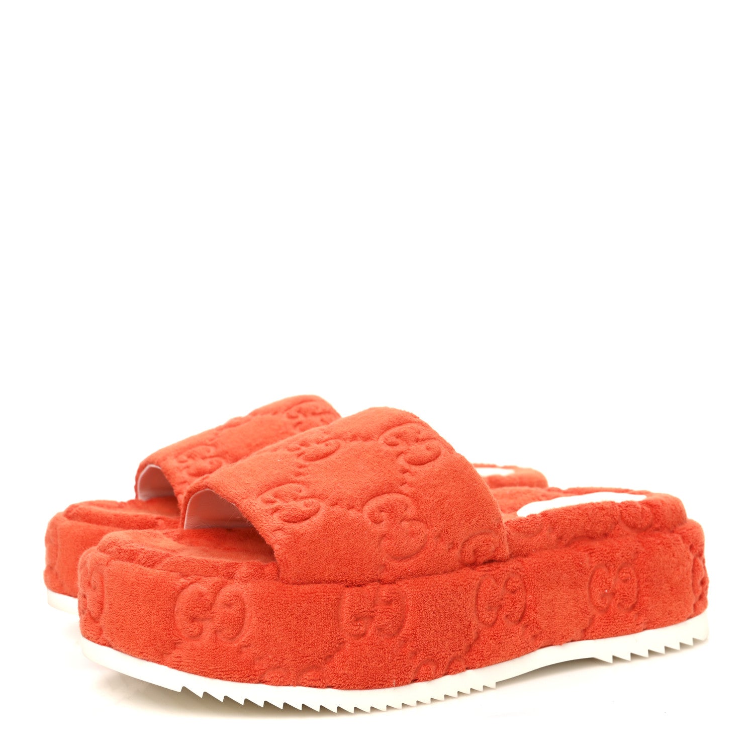 Gucci Terry Cloth GG Monogram Angelina Platform 55mm Slide Sandals 39.5 Deep Orange 4 of 11
