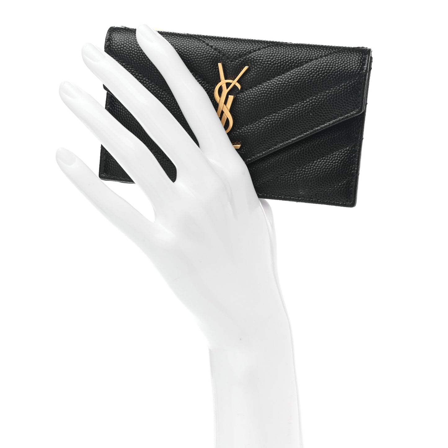Grain De Poudre Matelasse Chevron Monogram Compact Wallet Black