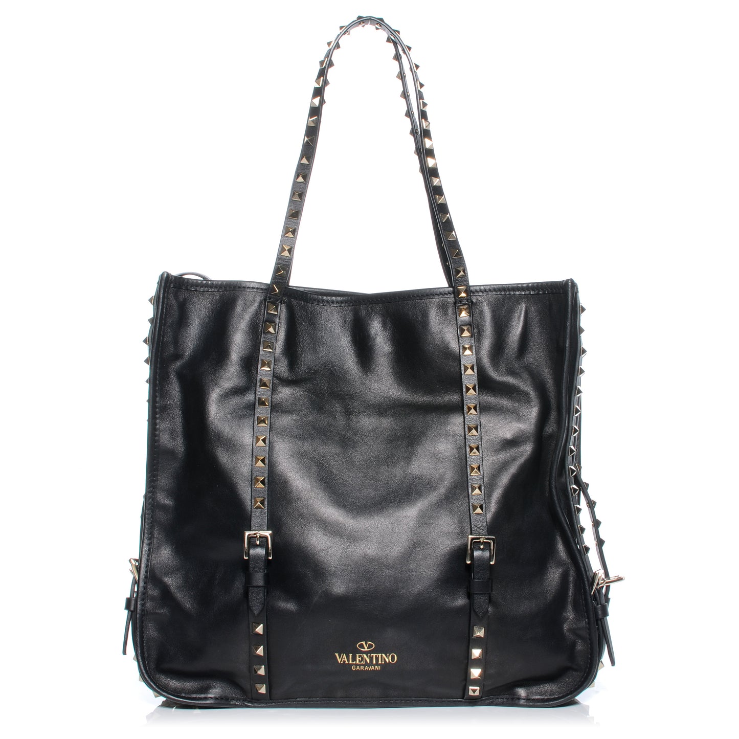 Vitello Rockstud Shopper Tote Black