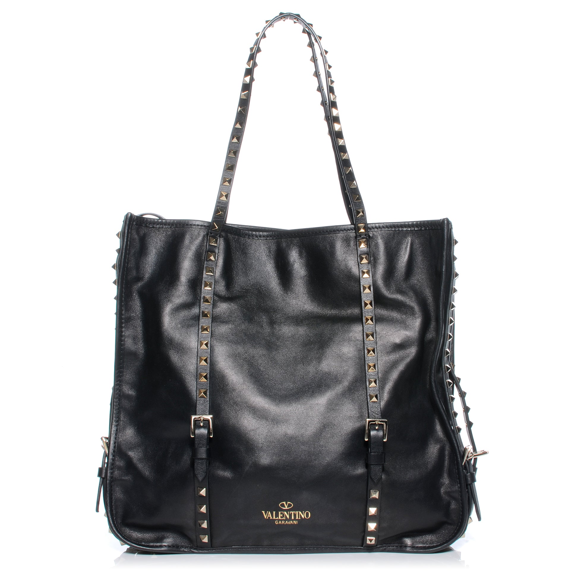 Valentino Garavani Vitello Rockstud Shopper Tote Black 1 of 8