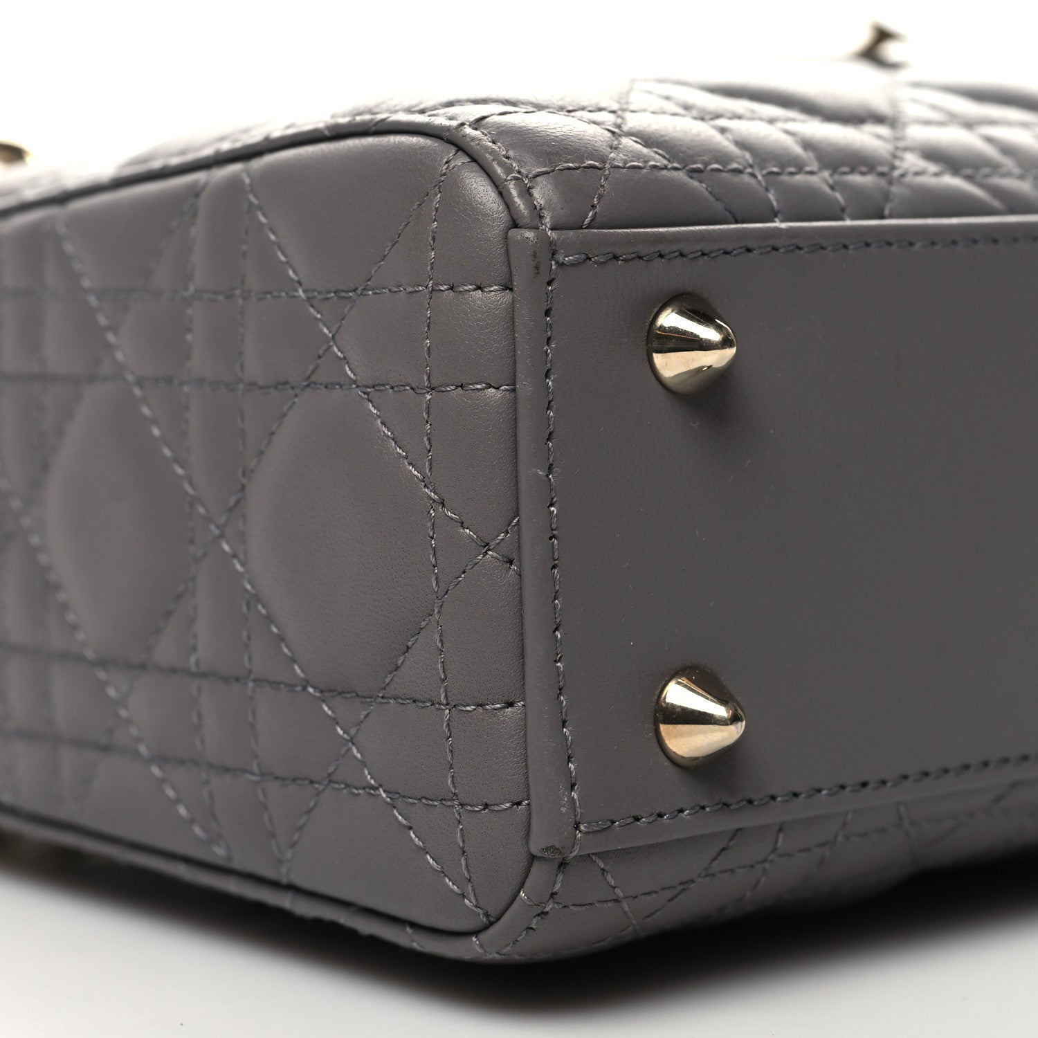 Christian Dior Lambskin Cannage Small My ABCDior Lady Dior Grey 9 of 10