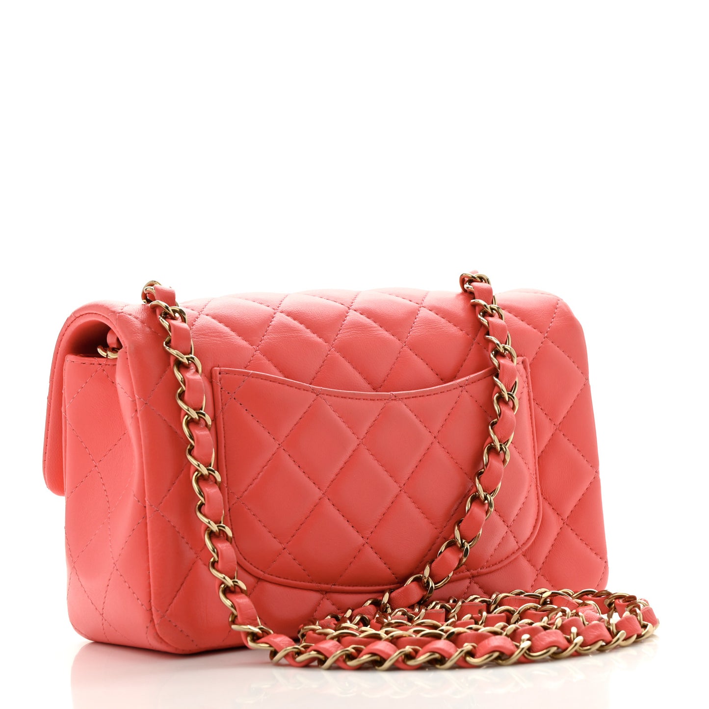 Lambskin Quilted Mini Rectangular Flap Pink