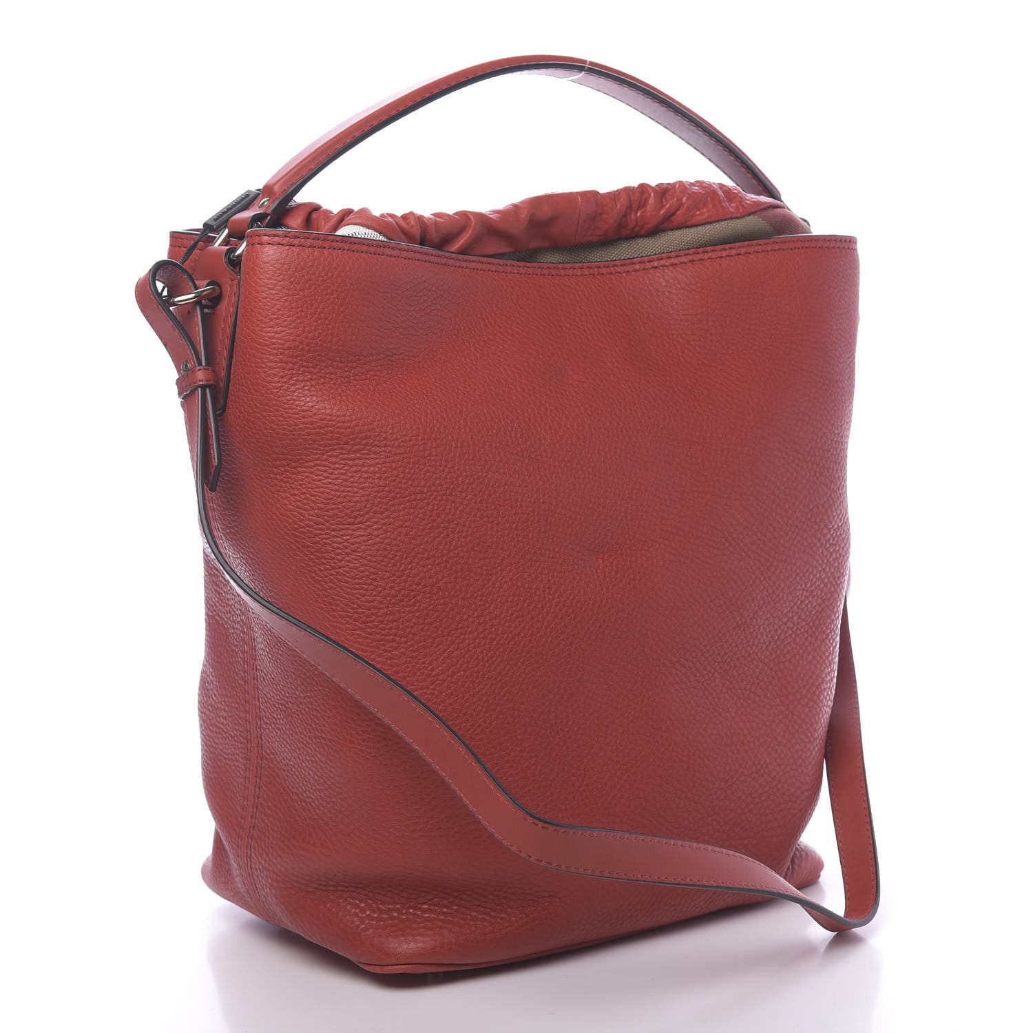 Burberry Grainy Calfskin Medium Ashby Hobo Cadmium Red 3 of 13