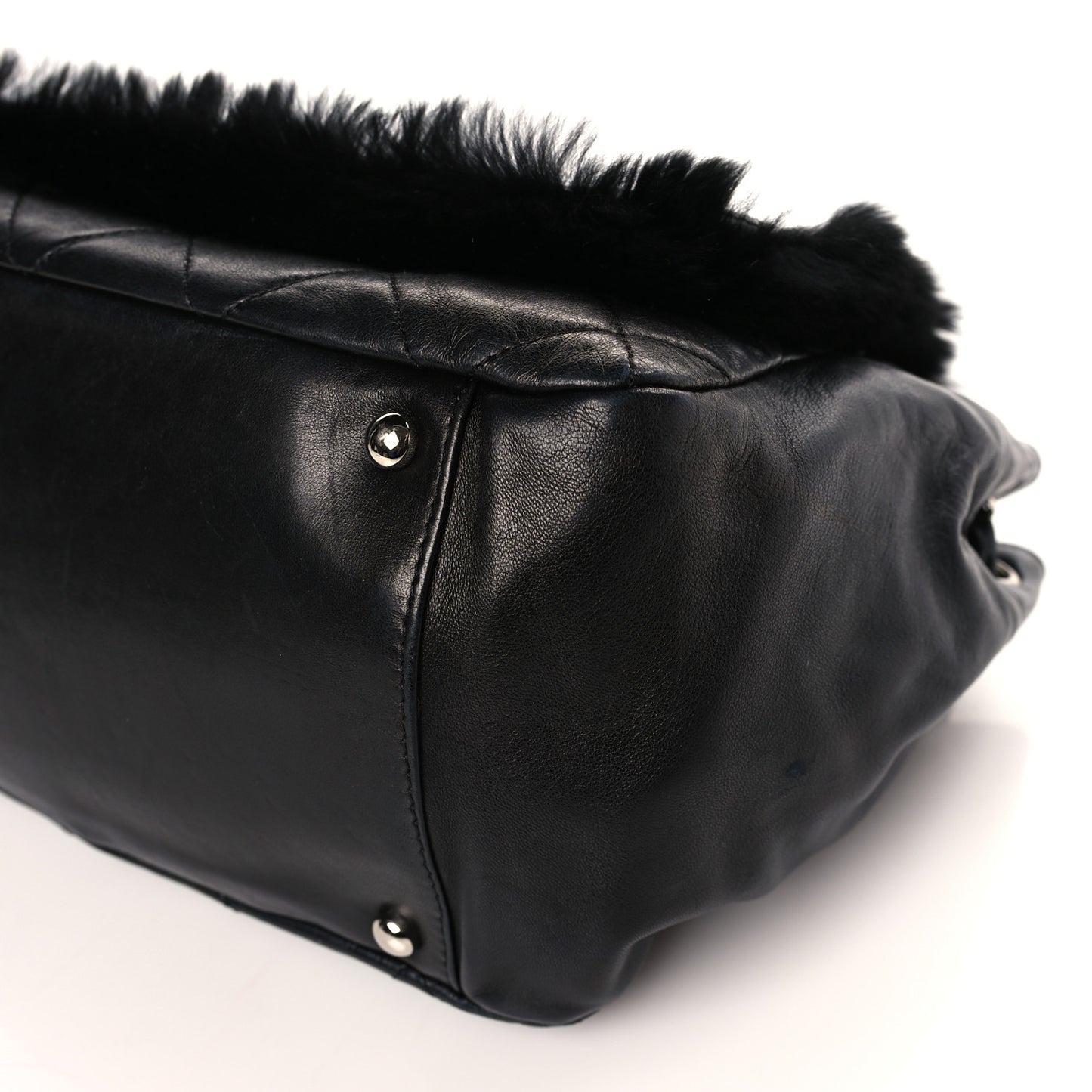 Lambskin Shearling CC Flap Bag Black