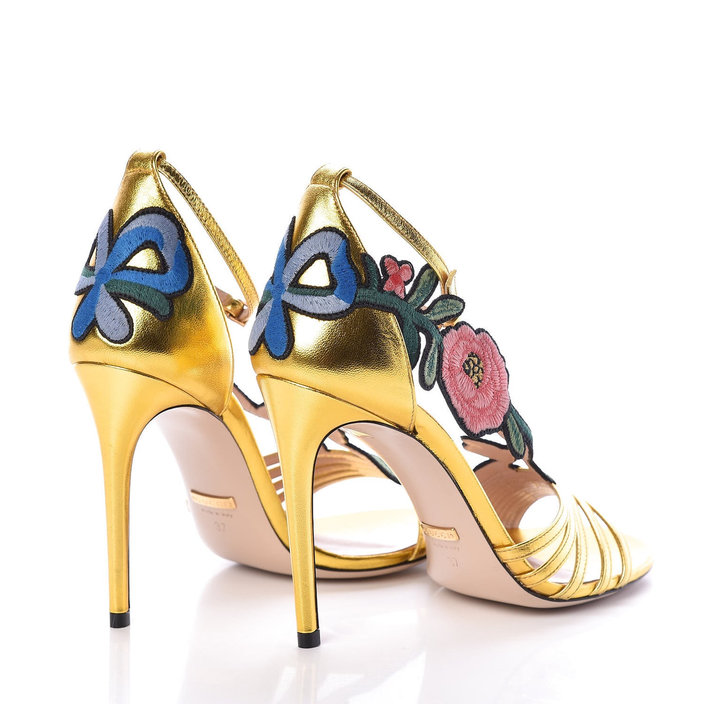 Metallic Nappa Ophelia High Heel Sandals 37 Gold