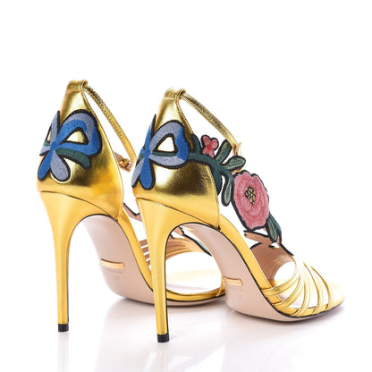 Gucci Metallic Nappa Ophelia High Heel Sandals 37 Gold 4 of 8