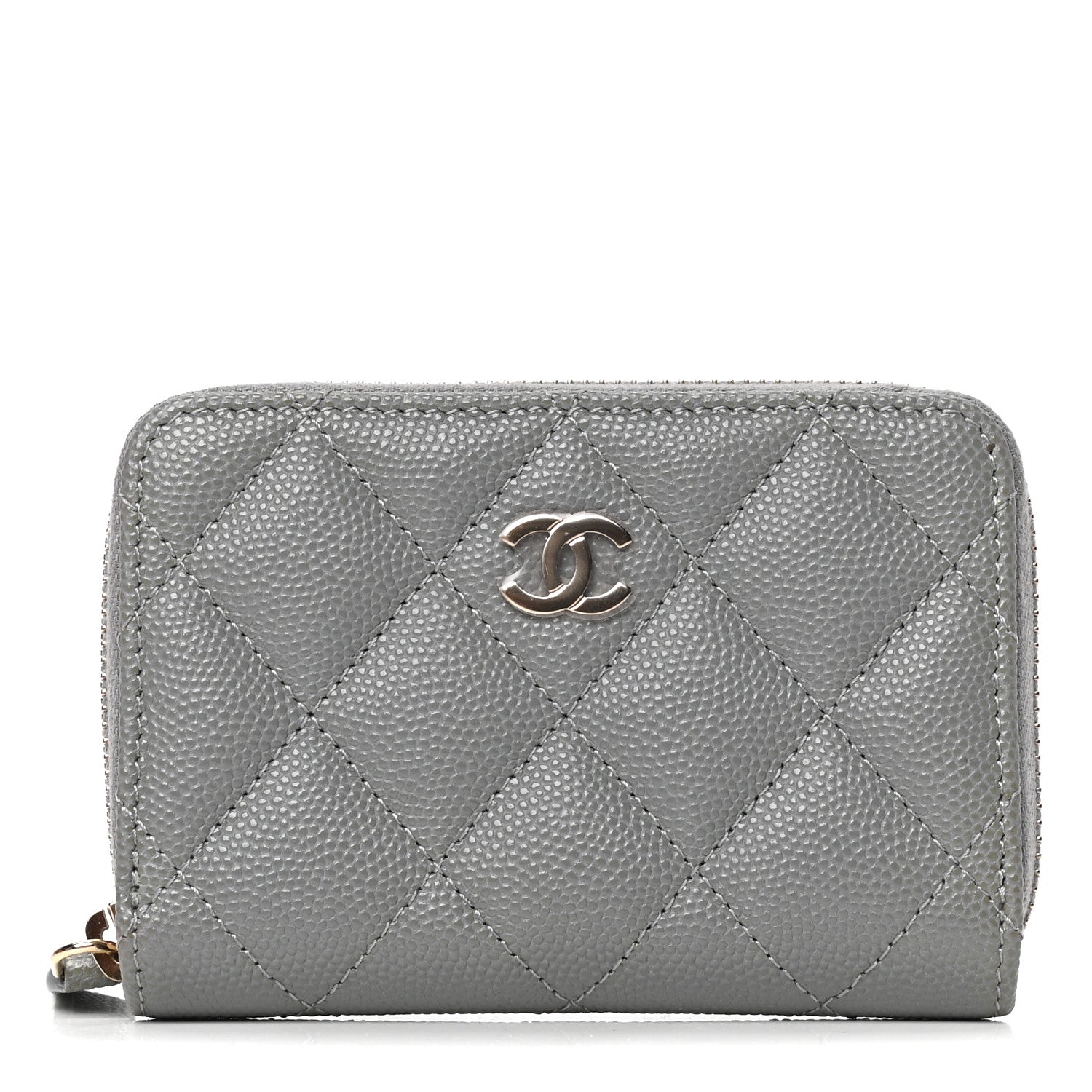 Chanel Caviar Quilted Zip Coin Purse Grey 1 of 4