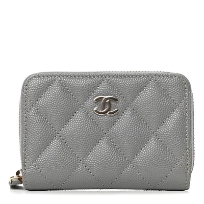 Chanel Caviar Quilted Zip Coin Purse Grey 1 of 4