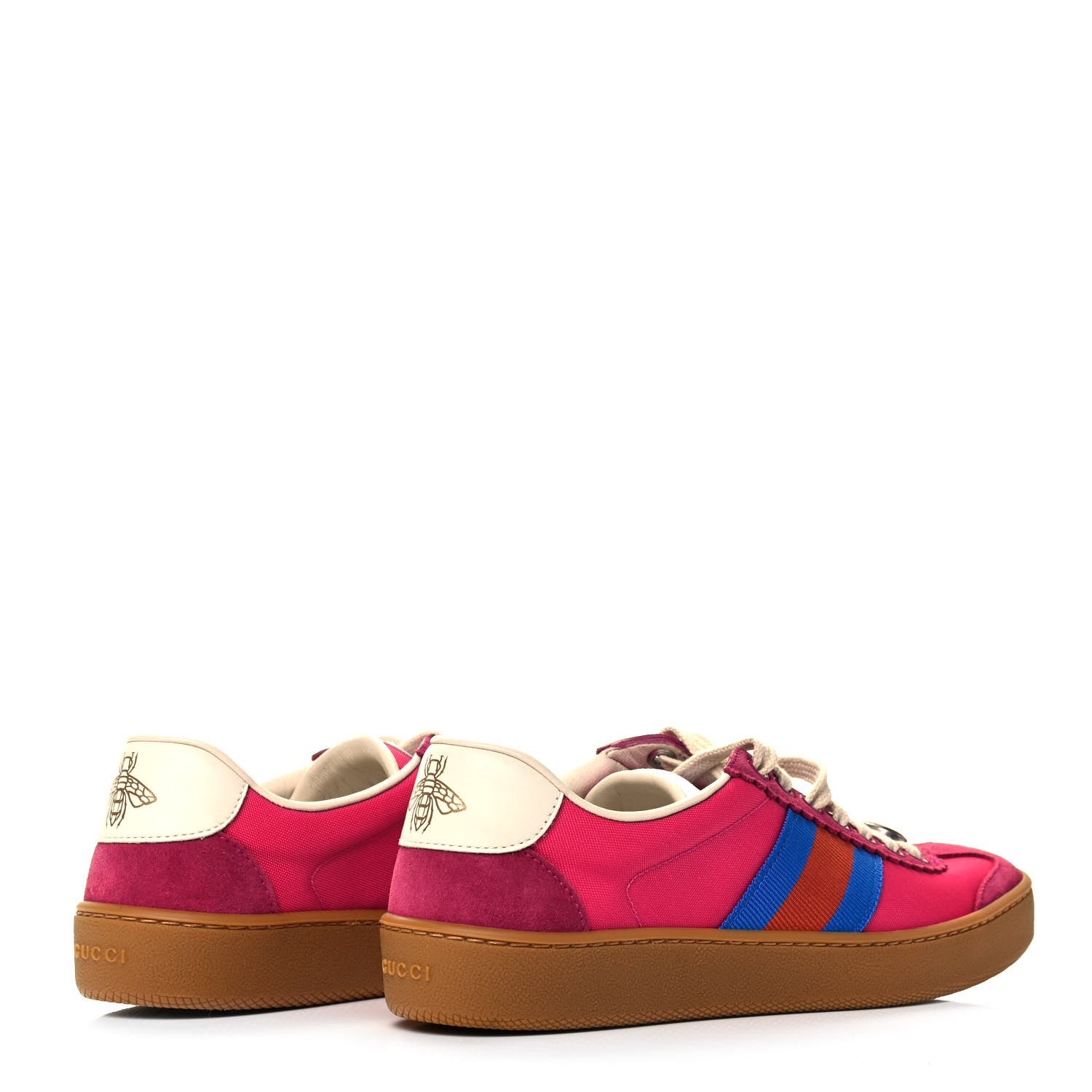 Gucci Nylon Suede Web Womens G74 Sneakers 36 Box Pink Old Rose Bright Splash 4 of 8
