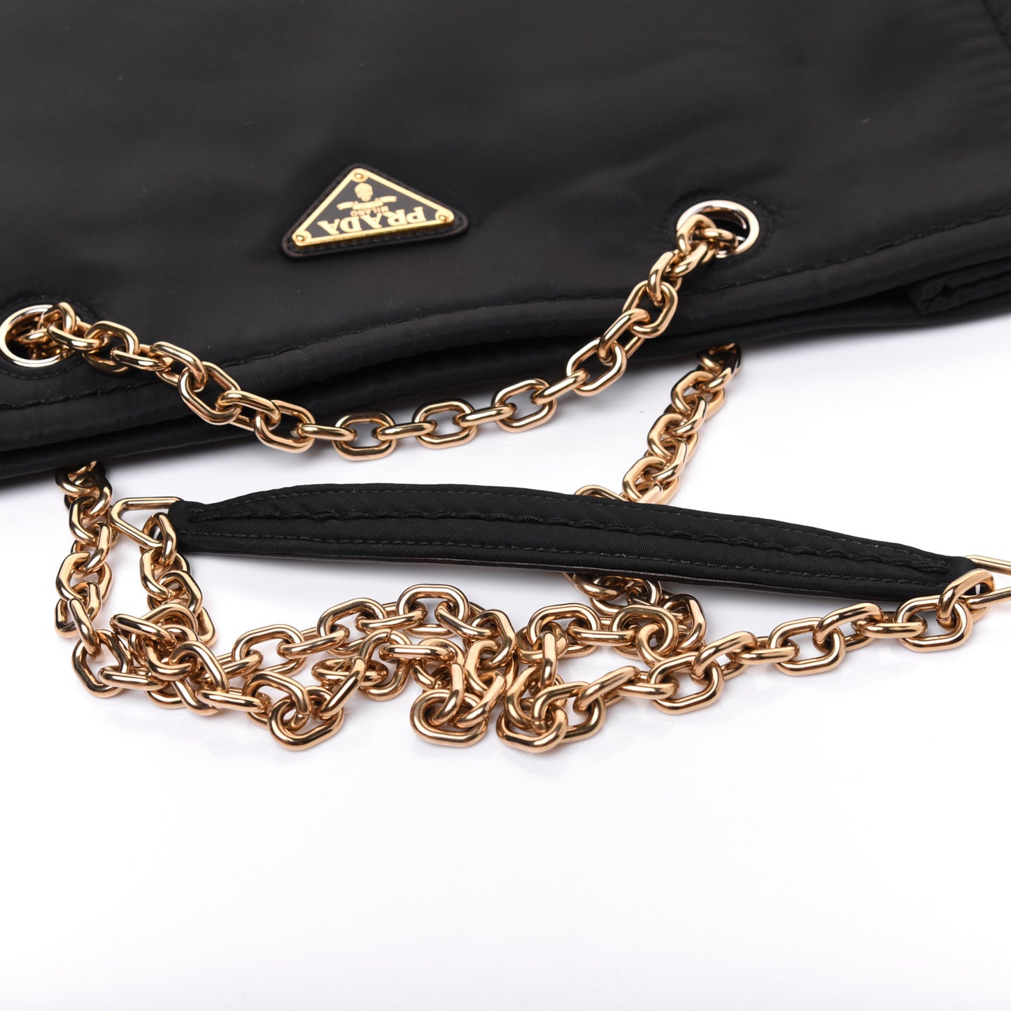 Tessuto Nylon Chain Shoulder Bag Black