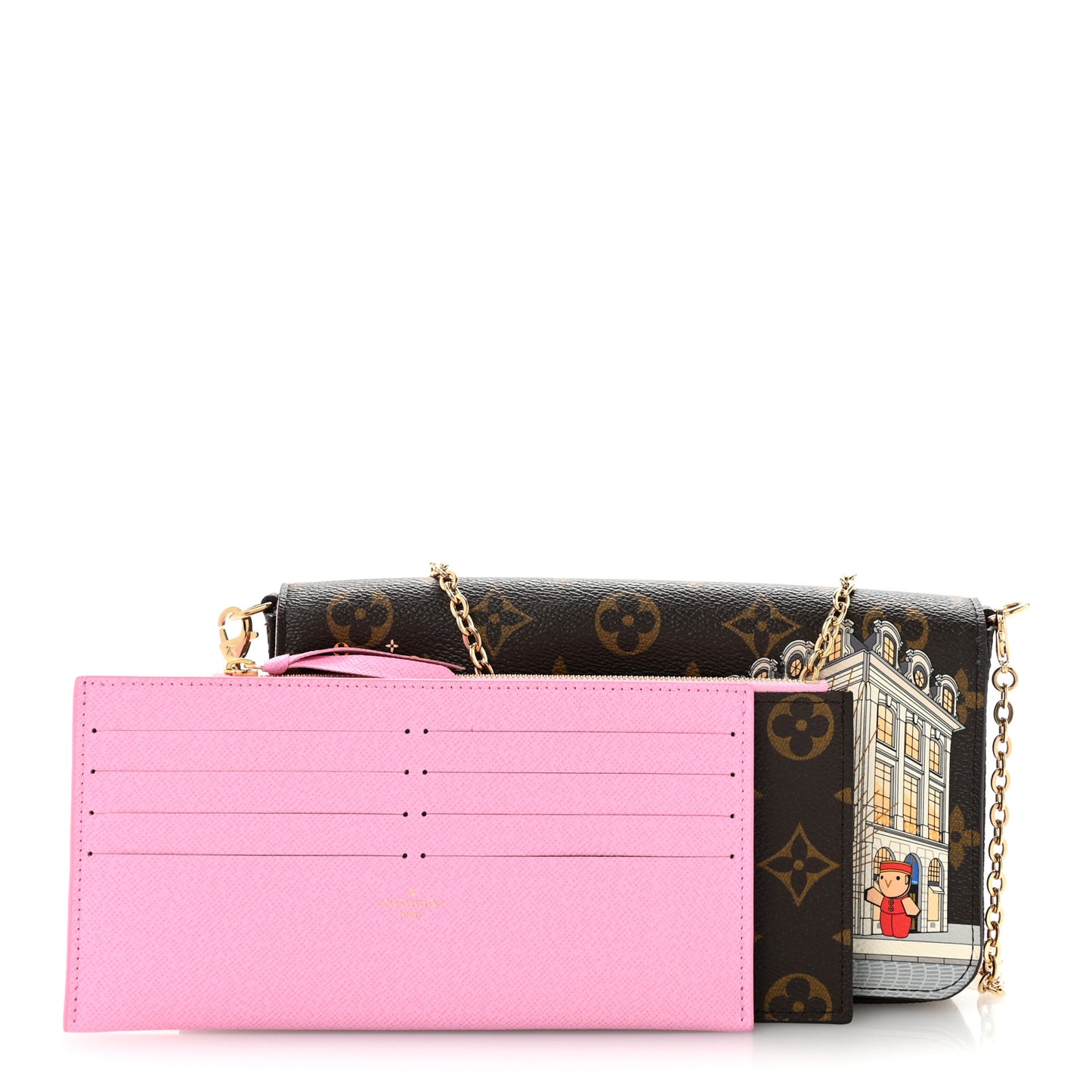 Monogram 2022 Christmas Animation Paris Pochette Felicie Chain Wallet Pink