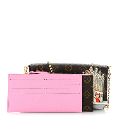 Louis Vuitton Monogram 2022 Christmas Animation Paris Pochette Felicie Chain Wallet Pink 3 of 10