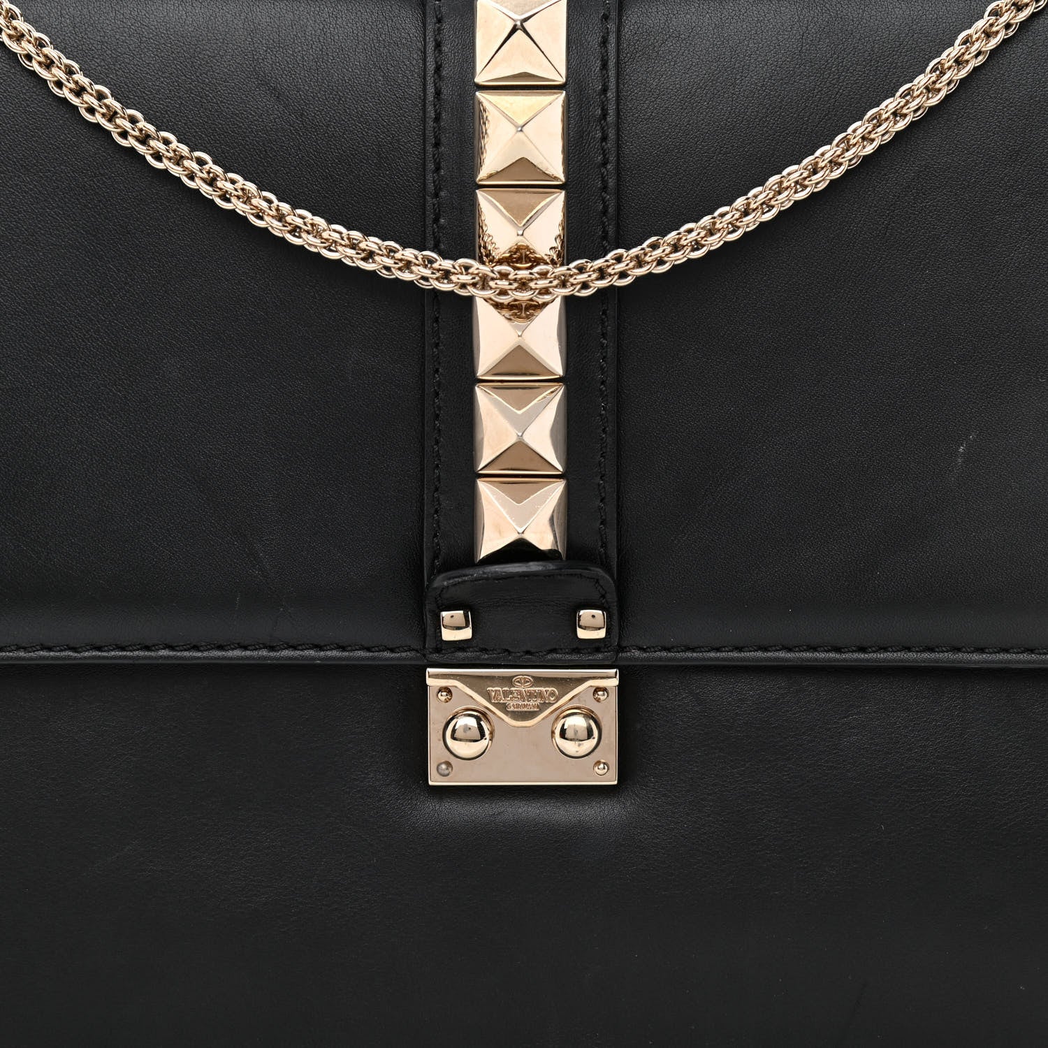Valentino Garavani Vitello Medium Glam Lock Rockstud Flap Black 8 of 13