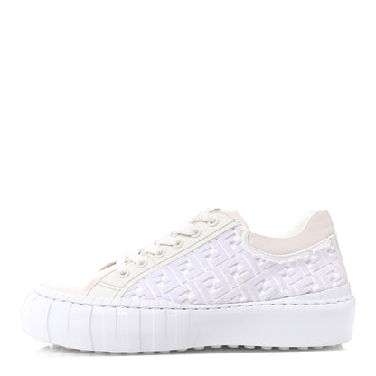 Fendi Velvet FF Calfskin Womens Fendi Force Low Top Sneakers 39.5 White 1 of 10